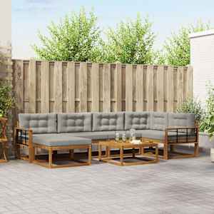 Zunanja garnitura za sedenje 7 pcs Naravna in svetlo siva