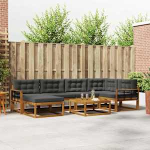 Zunanja garnitura za sedenje 7 pcs Naravna in antracitna