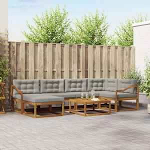 Zunanja garnitura za sedenje 7 pcs Naravna in svetlo siva