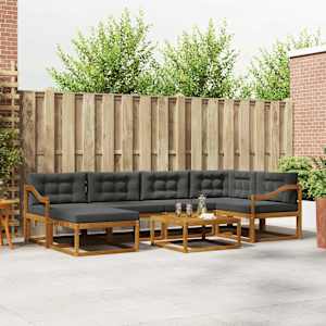 Zunanja garnitura za sedenje 7 pcs Naravna in antracitna