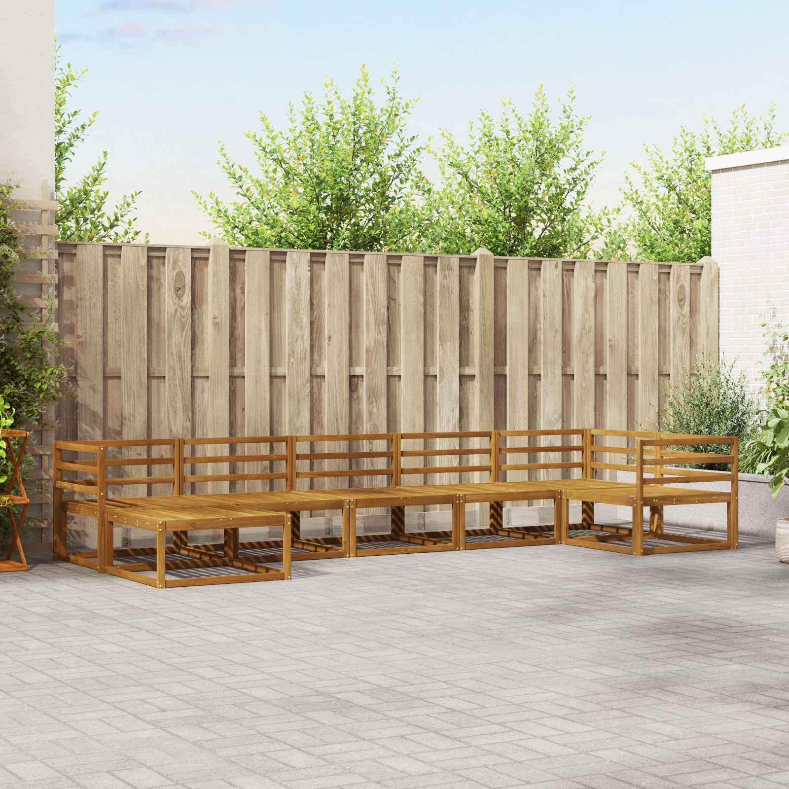 Buiten bankenset 7 pcs Naturel Massief Acaciahout image 1