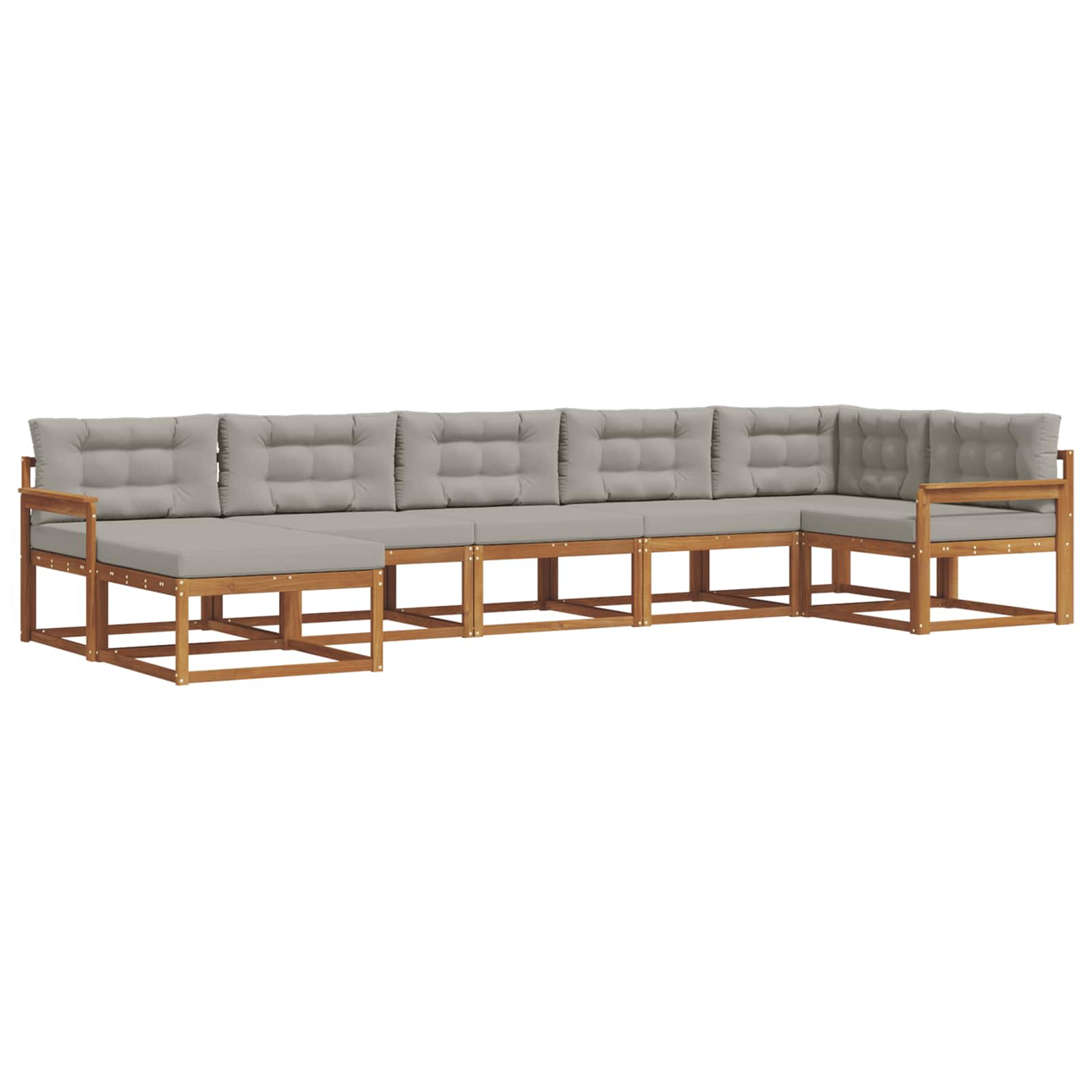 Thumbnail - vidaXL Outdoor-Sofagarnitur mit Kissen 7 pcs Natürlich und Hellgrau