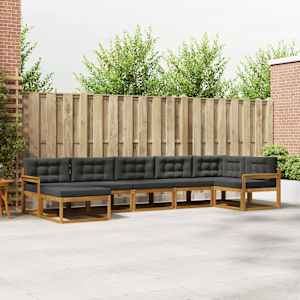 Zunanja garnitura za sedenje 7 pcs Naravna in antracitna