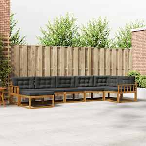 Zunanja garnitura za sedenje 7 pcs Naravna in antracitna