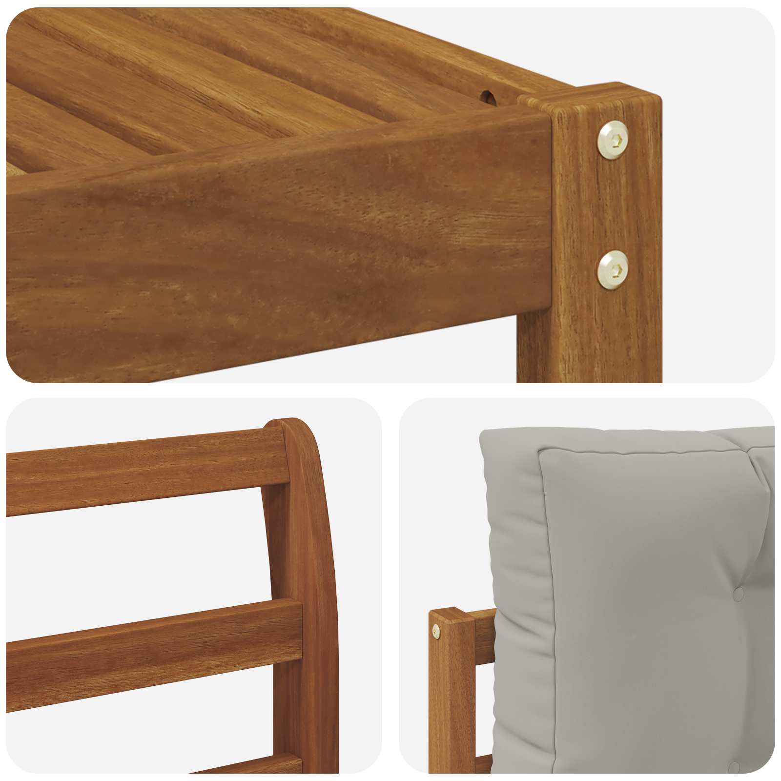 Buiten bankenset met kussen 7 pcs Natuurlijk en Lichtgrijs - Afbeelding 6