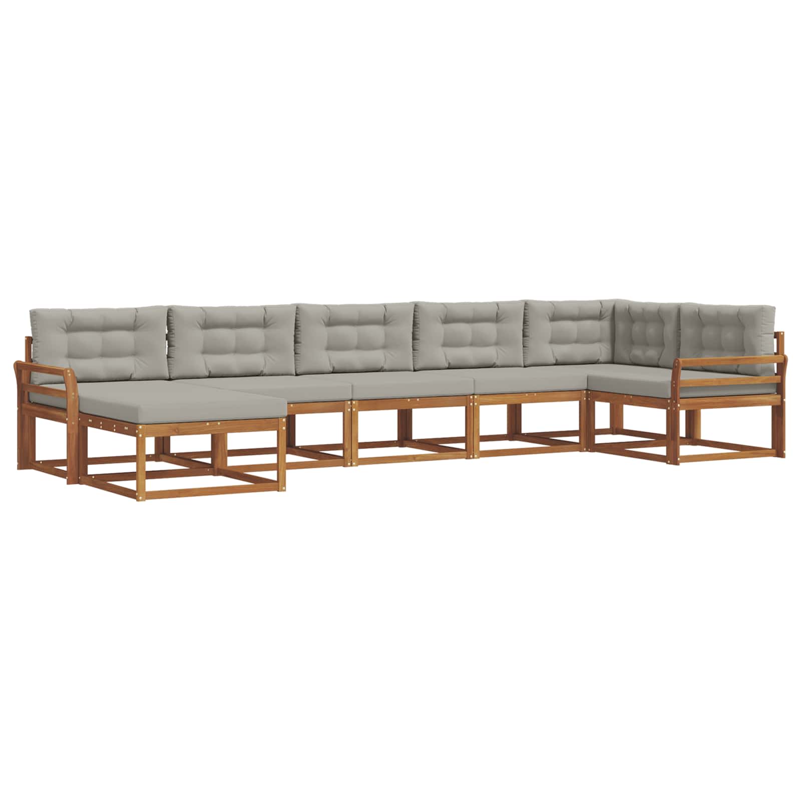 Buiten bankenset met kussen 7 pcs Natuurlijk en Lichtgrijs - Afbeelding 2