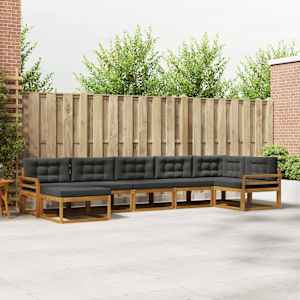 Zunanja garnitura za sedenje 7 pcs Naravna in antracitna