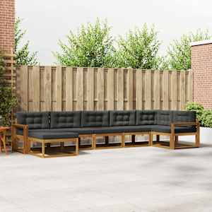 Zunanja garnitura za sedenje 7 pcs Naravna in antracitna