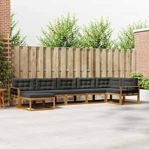 Zunanja garnitura za sedenje 7 pcs Naravna in antracitna