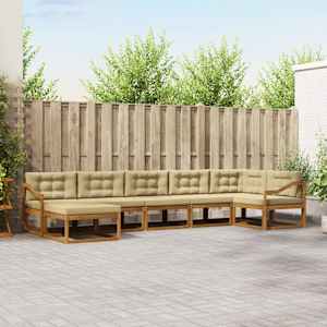 Zunanja garnitura za sedenje z blazino 7 pcs Naravna in bež