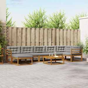 Zunanja garnitura za sedenje 8 pcs Naravna in svetlo siva