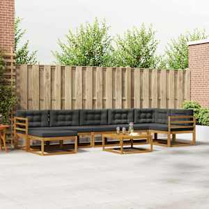 Zunanja garnitura za sedenje 8 pcs Naravna in antracitna