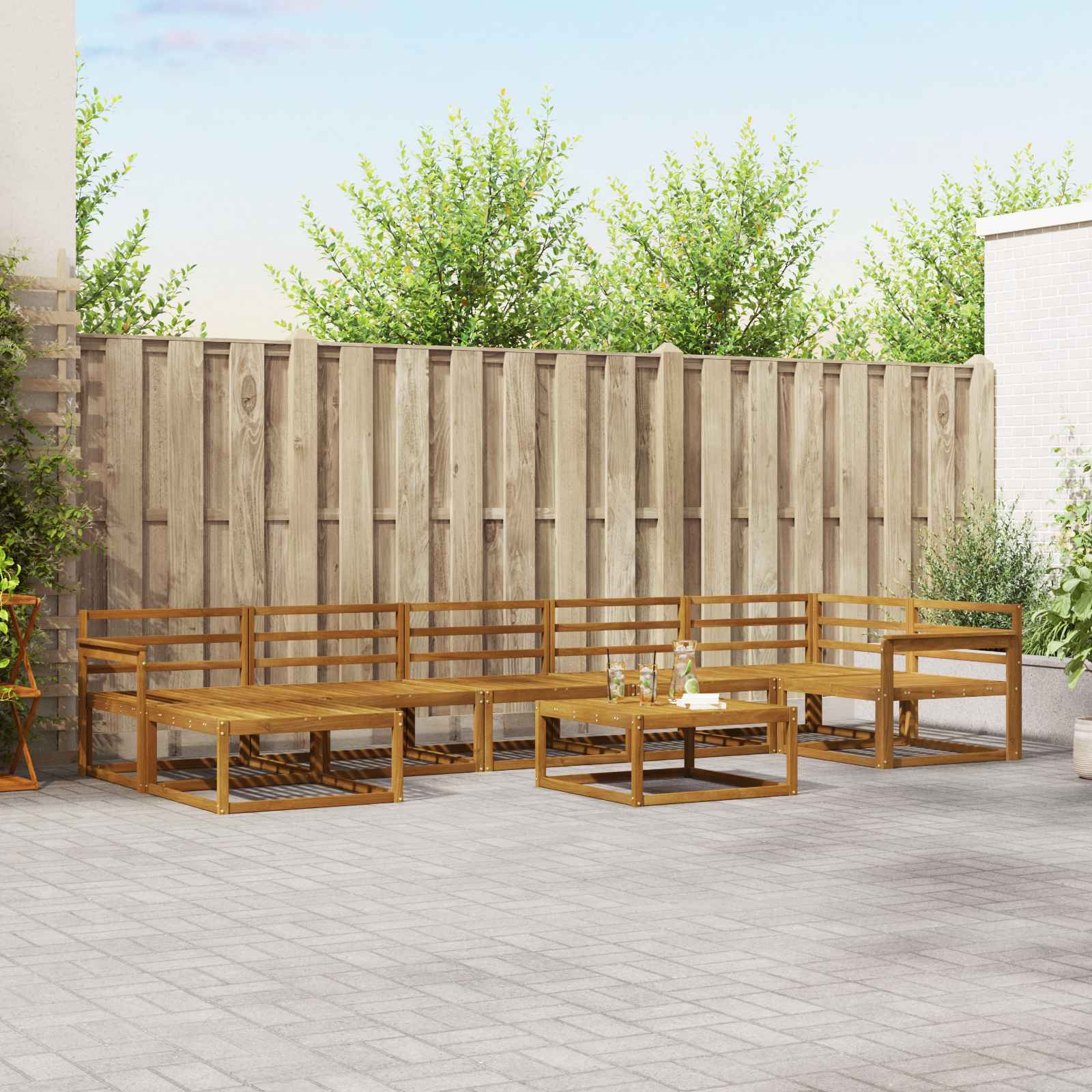 vidaXL Set de canapele de exterior 8 pcs natural Lemn Solid de Acacia