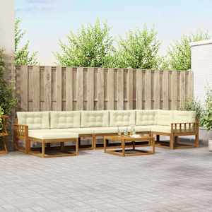Zunanja garnitura za sedenje z blazino 8 pcs Naravna in smetana