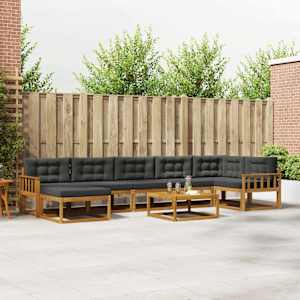 Zunanja garnitura za sedenje 8 pcs Naravna in antracitna