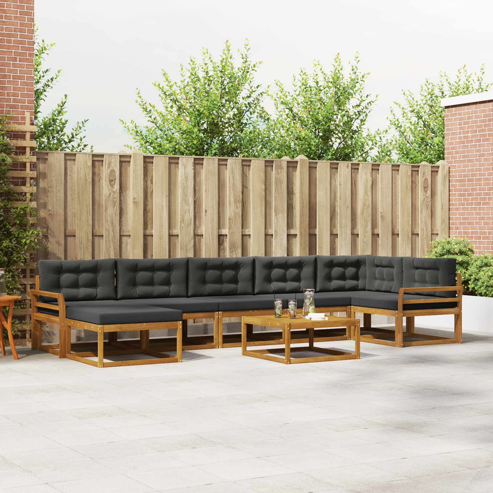 vidaXL Set de canapele de exterior cu pernă 8 pcs Natural și Antracit