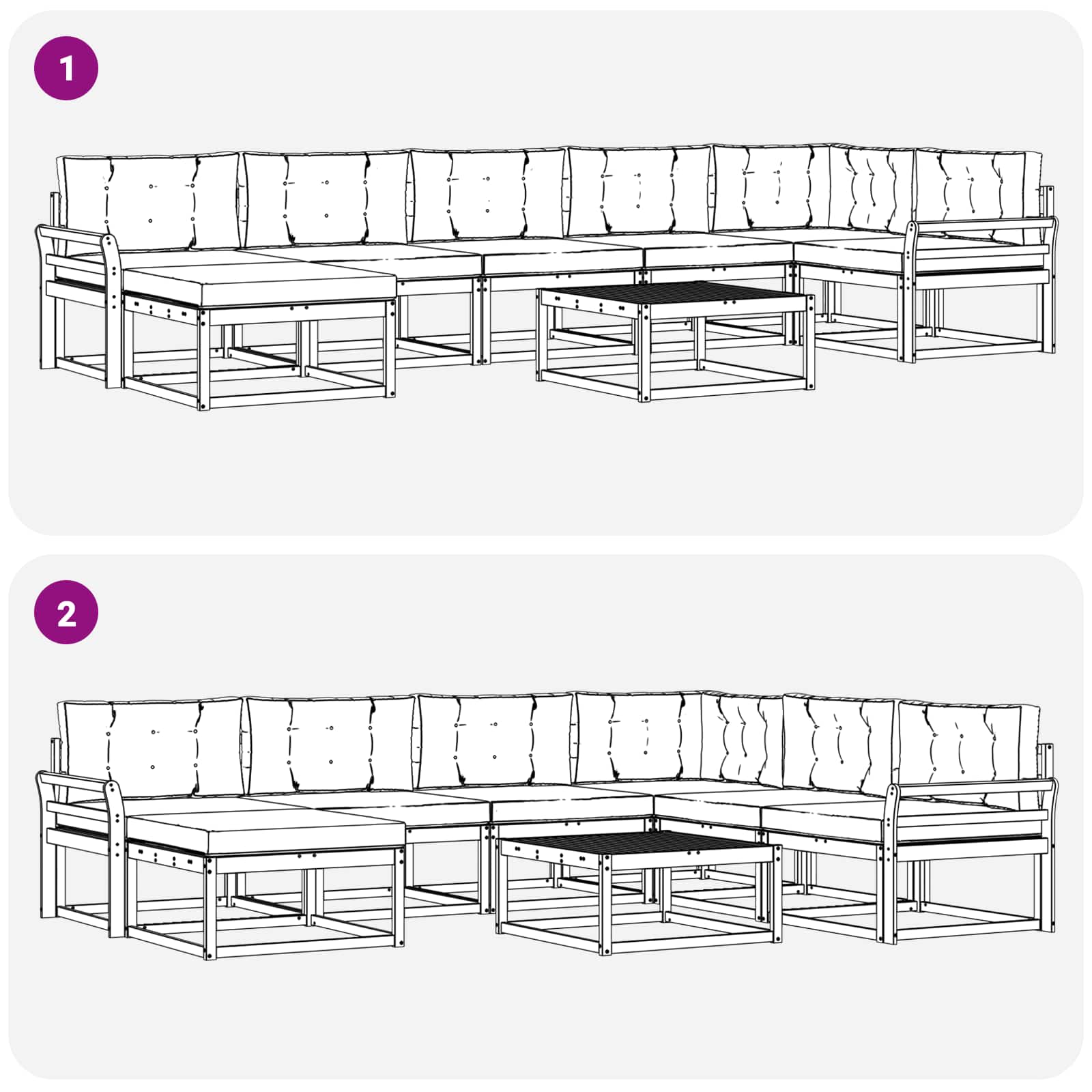 Zunanja garnitura za sedenje 8 pcs Naravna in antracitna - slika 9