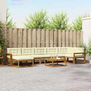 Zunanja garnitura za sedenje z blazino 8 pcs Naravna in smetana