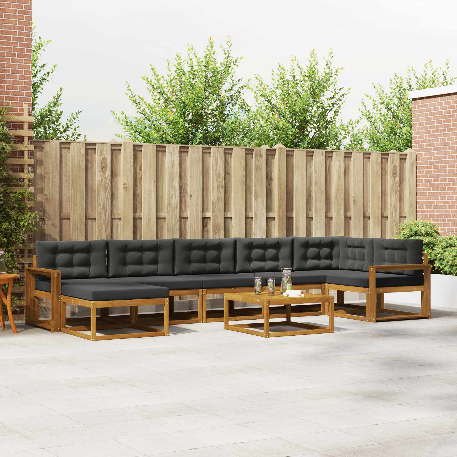 vidaXL Set de canapele de exterior cu pernă 8 pcs Natural și Antracit