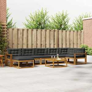 Zunanja garnitura za sedenje 8 pcs Naravna in antracitna