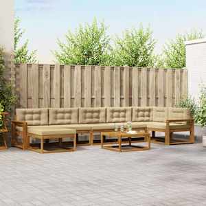 Zunanja garnitura za sedenje z blazino 8 pcs Naravna in bež