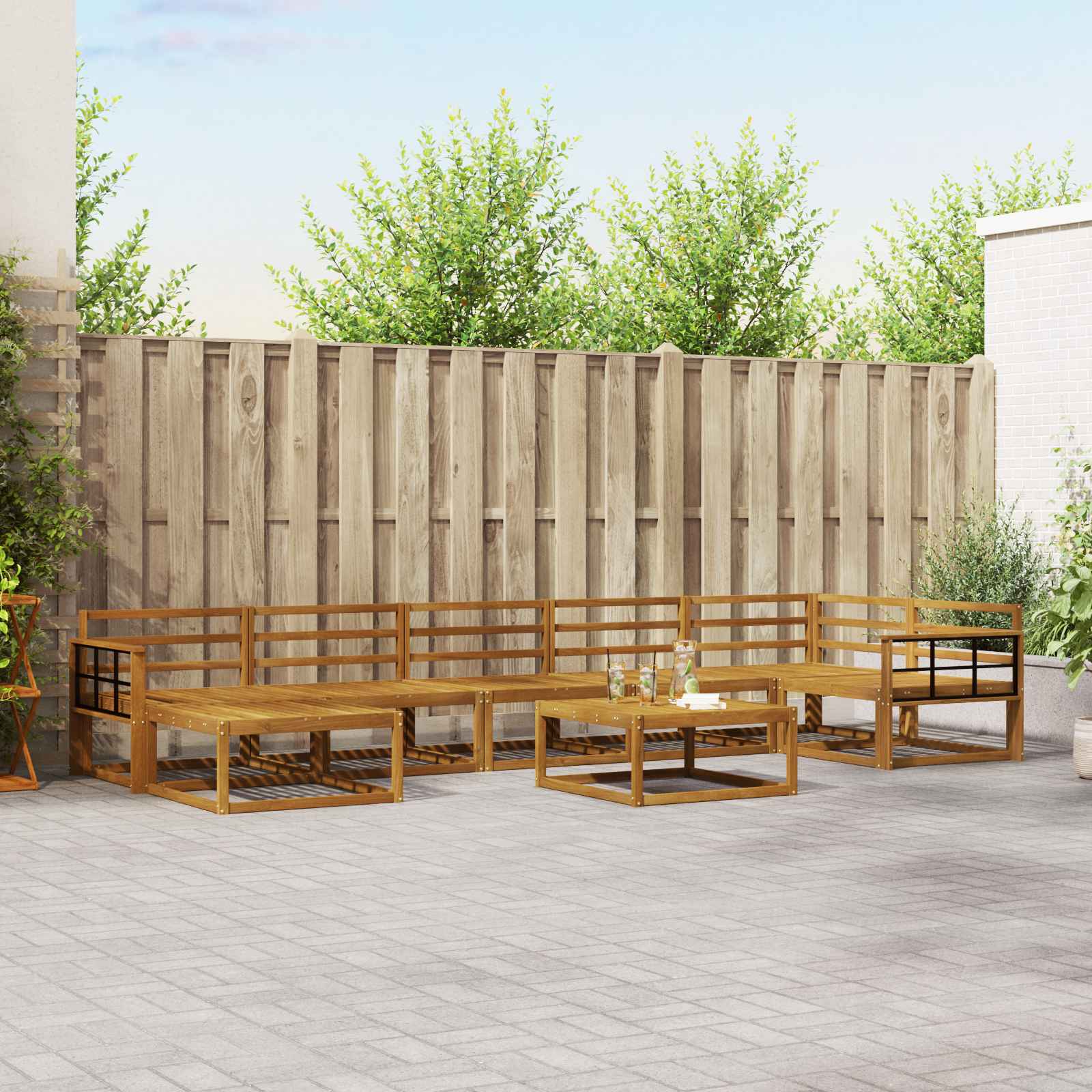 vidaXL Set de canapele de exterior 8 pcs natural Lemn Solid de Acacia