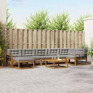 Zunanja garnitura za sedenje 8 pcs Naravna in svetlo siva