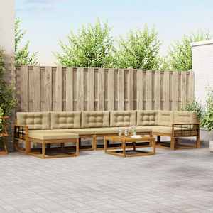 Zunanja garnitura za sedenje z blazino 8 pcs Naravna in bež