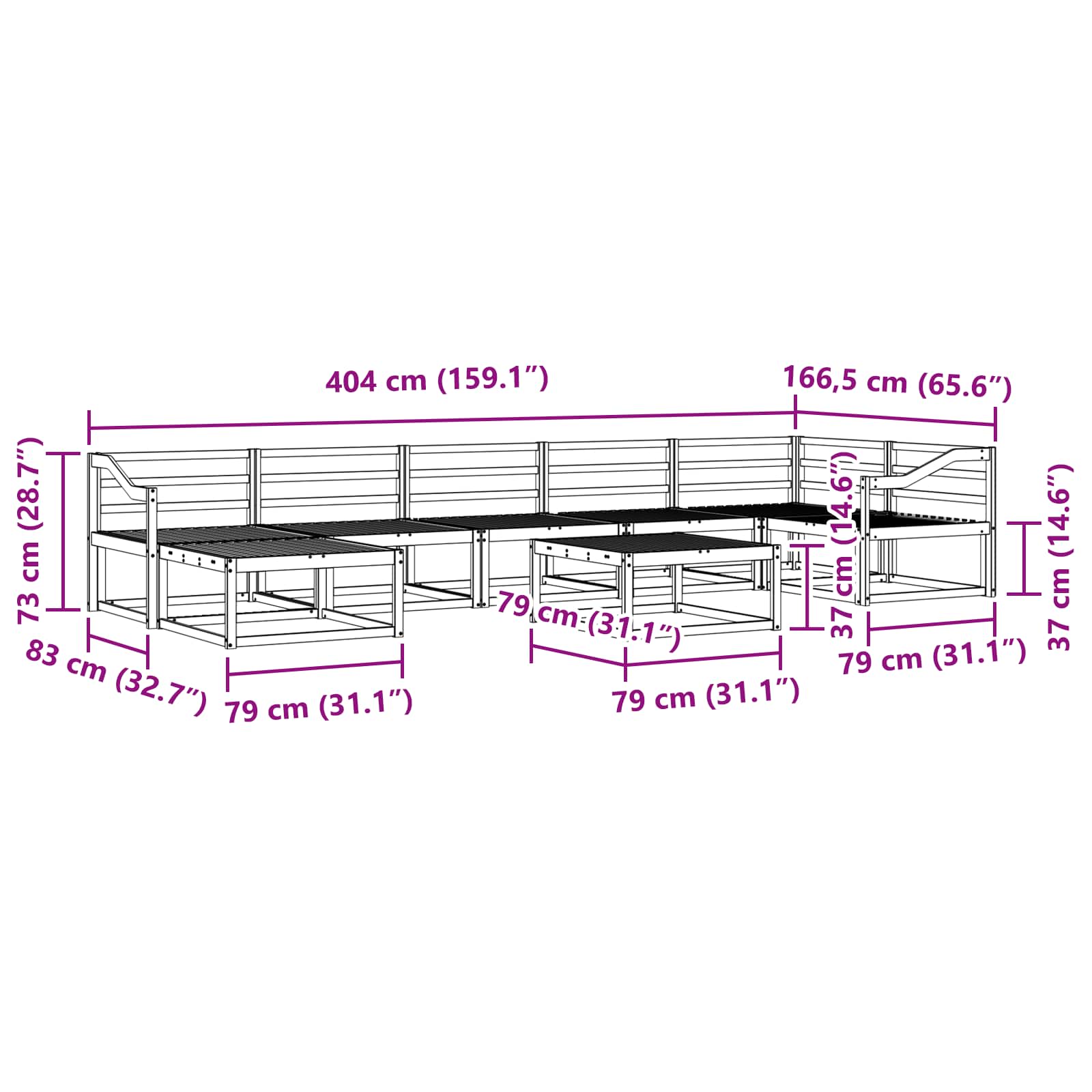 Buiten bankenset 8 pcs Naturel Massief Acaciahout image 11