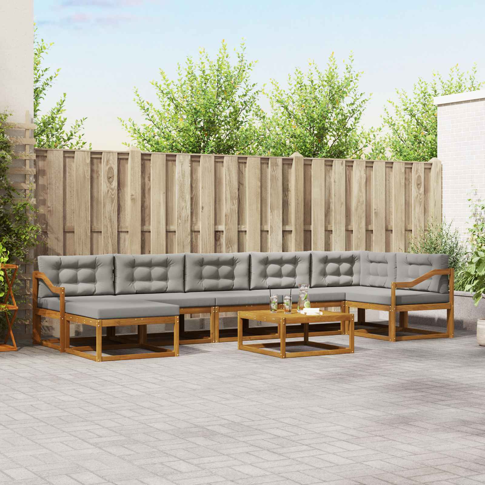 vidaXL Set de canapele de exterior 8 pcs Gri natural și deschis