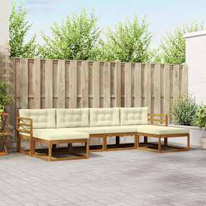 Zunanja garnitura za sedenje z blazino 6 pcs Naravna in smetana