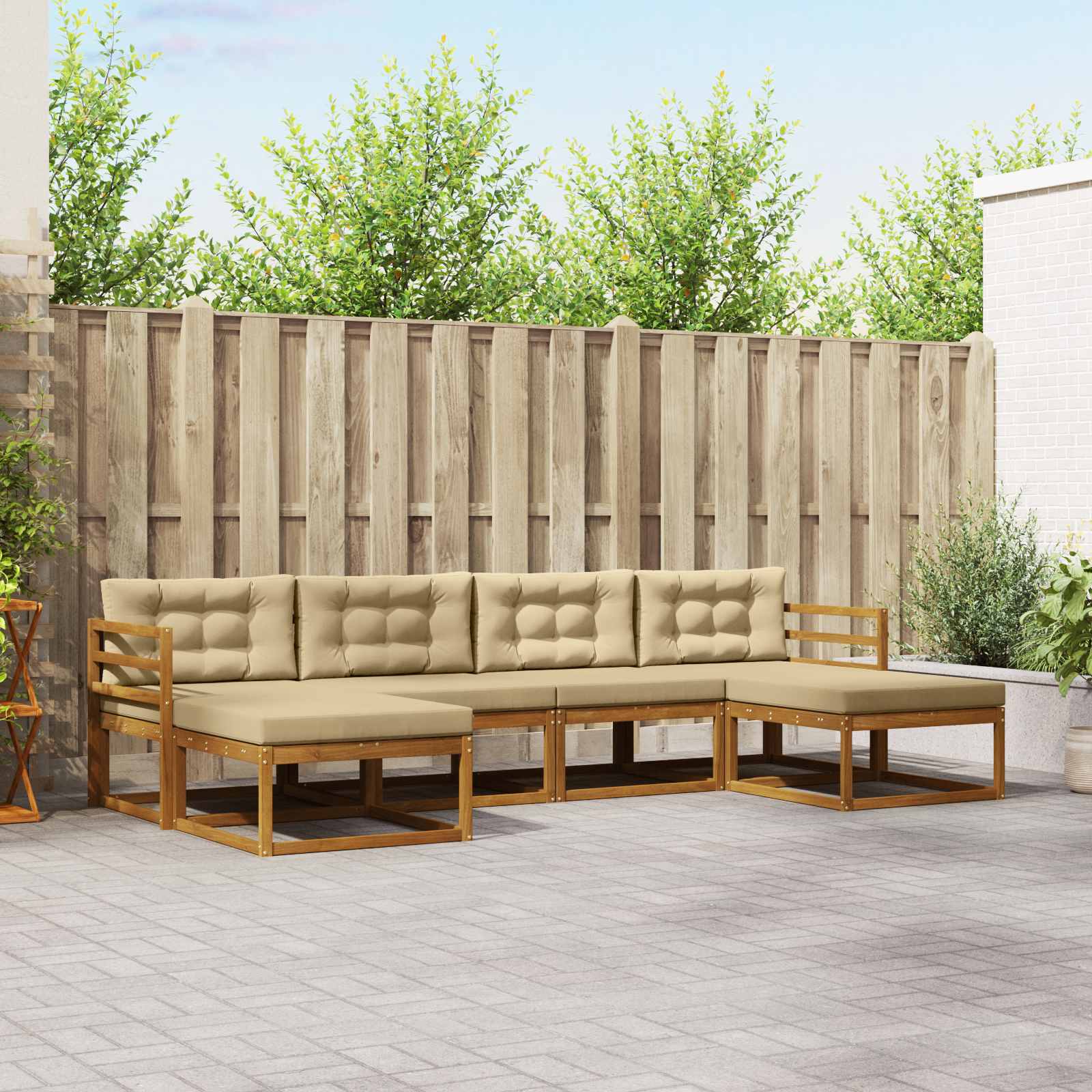 vidaXL Set de canapele de exterior cu pernă 6 pcs Natural și Bej