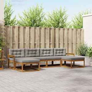 Zunanja garnitura za sedenje 6 pcs Naravna in svetlo siva