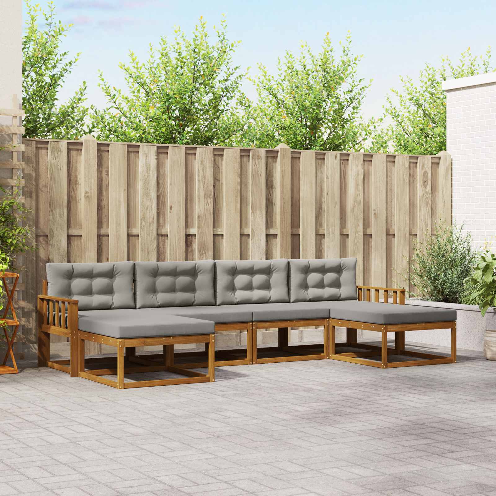 vidaXL Sofa Set mit Kissen 16 pcs Natürlich und Hellgrau