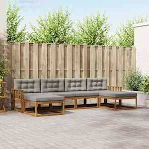 Zunanja garnitura za sedenje 6 pcs Naravna in svetlo siva