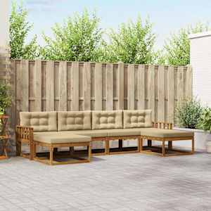 Zunanja garnitura za sedenje z blazino 6 pcs Naravna in bež