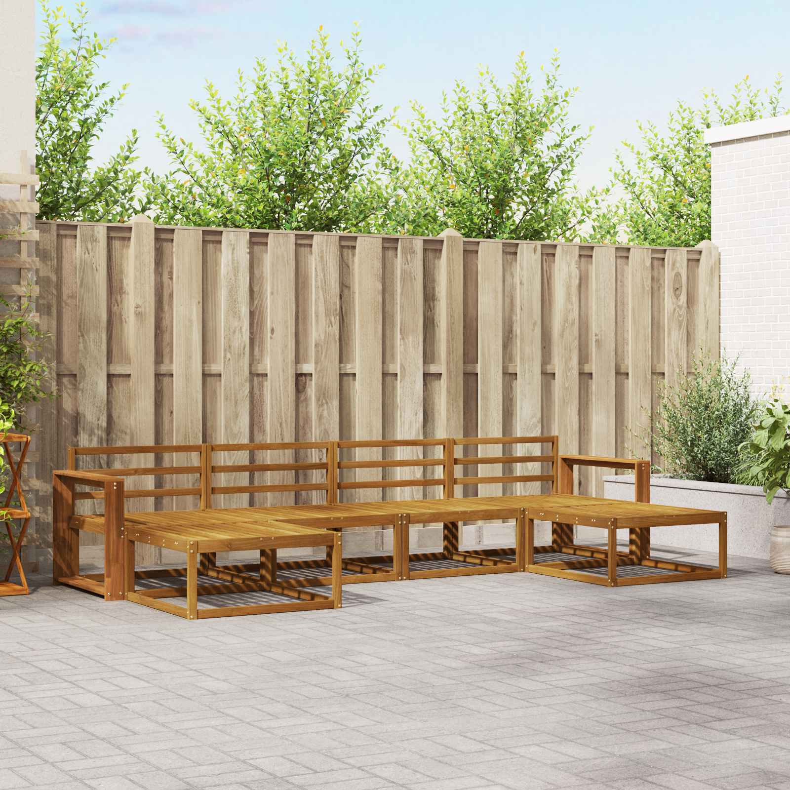 Zunanja garnitura za sedenje 6 pcs Naravna Masiven les akacije