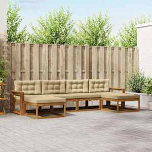 Zunanja garnitura za sedenje z blazino 6 pcs Naravna in bež