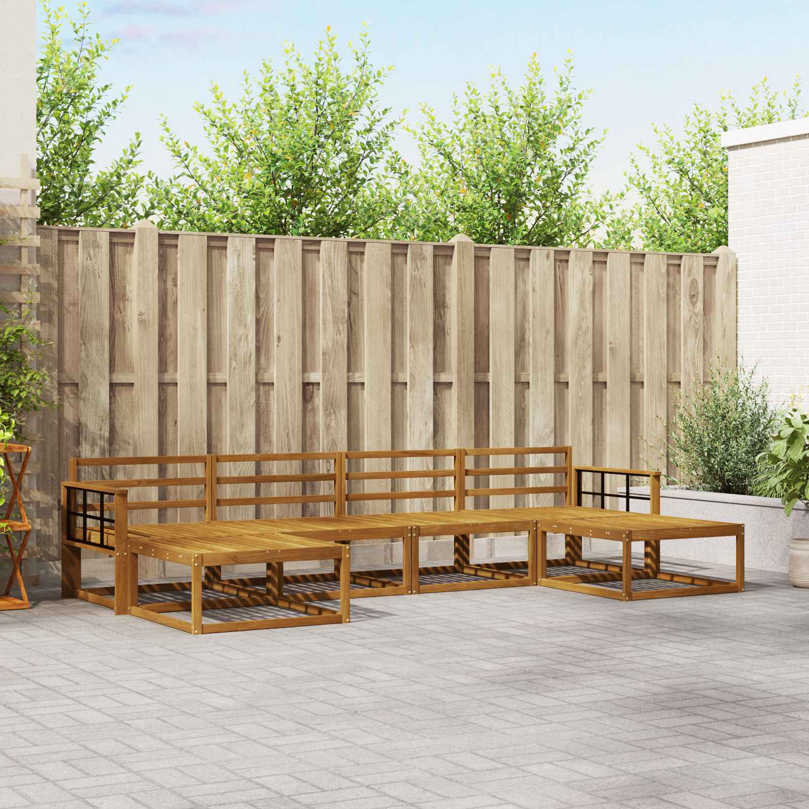 Buiten bankenset 6 pcs Naturel Massief Acaciahout image 1