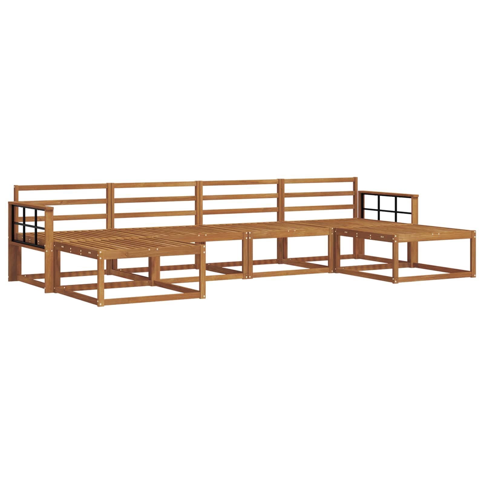 Buiten bankenset 6 pcs Naturel Massief Acaciahout image 2