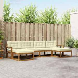 Zunanja garnitura za sedenje z blazino 6 pcs Naravna in smetana