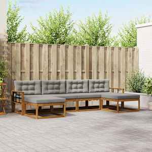 Zunanja garnitura za sedenje 6 pcs Naravna in svetlo siva