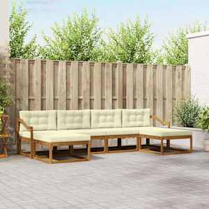 Zunanja garnitura za sedenje z blazino 6 pcs Naravna in smetana