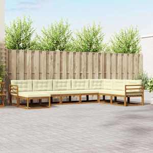 Zunanja garnitura za sedenje z blazino 8 pcs Naravna in smetana