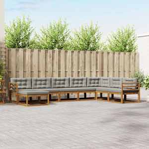 Zunanja garnitura za sedenje 8 pcs Naravna in svetlo siva