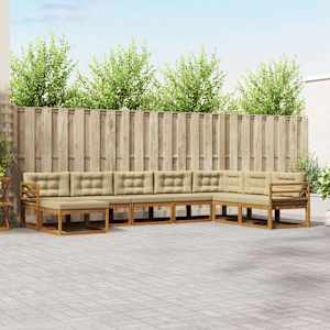 Zunanja garnitura za sedenje z blazino 8 pcs Naravna in bež