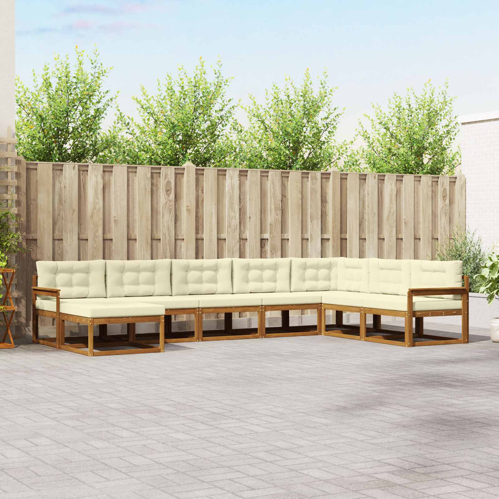 vidaXL Set de canapele de exterior cu pernă 8 pcs Natural și Crem