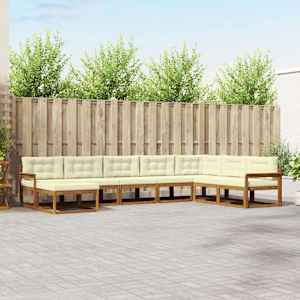 Zunanja garnitura za sedenje z blazino 8 pcs Naravna in smetana