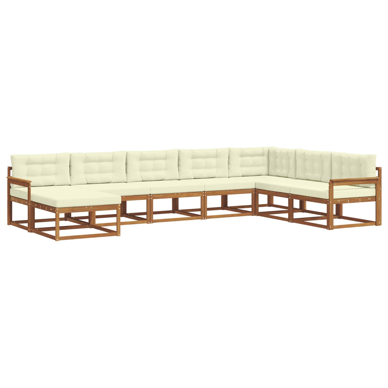 Zunanja garnitura za sedenje z blazino 8 pcs Naravna in smetana - slika 2