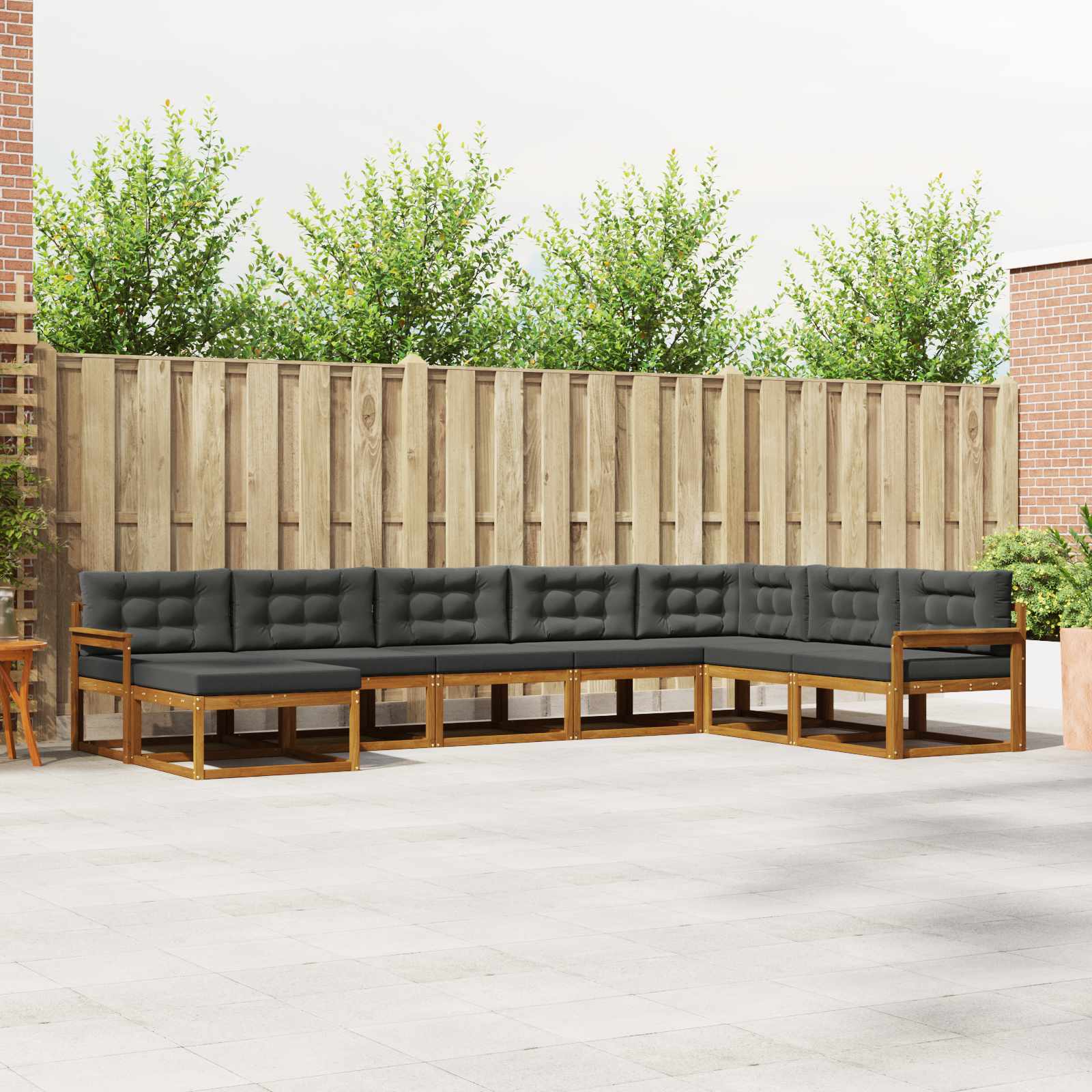 Zunanja garnitura za sedenje 8 pcs Naravna in antracitna